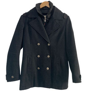 Bogner Fire & Ice Patch Double Breasted Wool Blend Gray Coat Women's 40 10 US